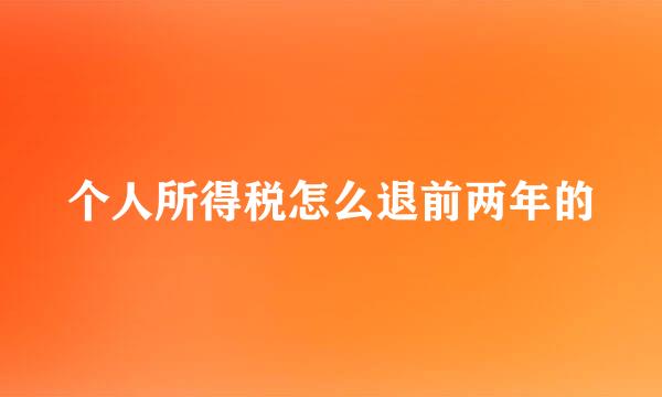 个人所得税怎么退前两年的