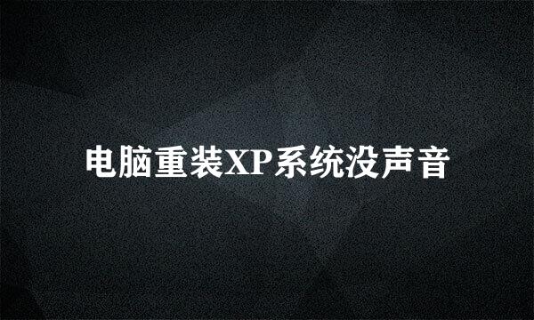 电脑重装XP系统没声音