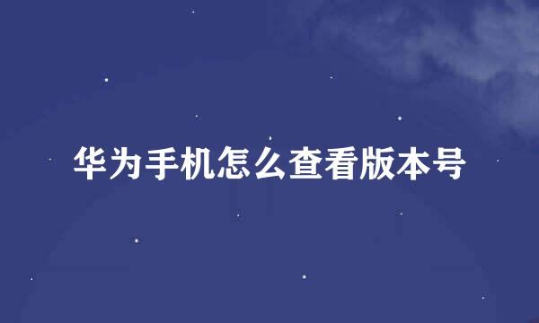 华为手机怎么查看版本号