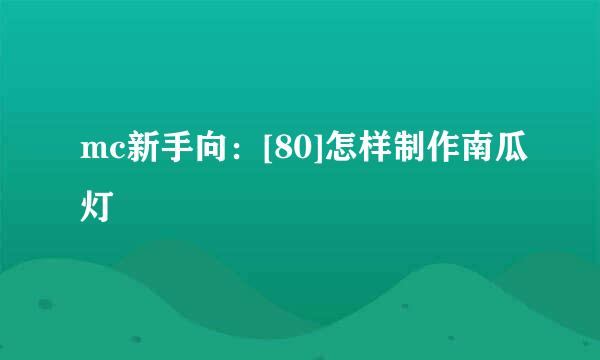 mc新手向：[80]怎样制作南瓜灯
