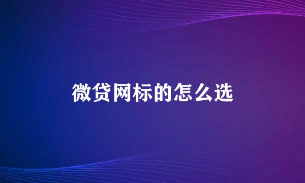 微贷网标的怎么选
