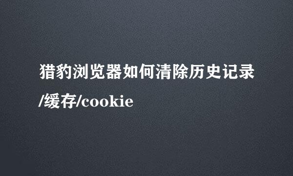 猎豹浏览器如何清除历史记录/缓存/cookie
