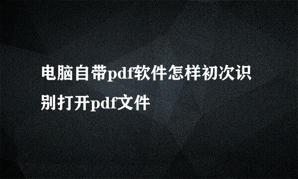 电脑自带pdf软件怎样初次识别打开pdf文件