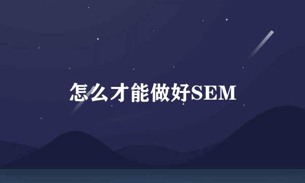 怎么才能做好SEM