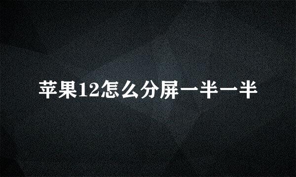 苹果12怎么分屏一半一半