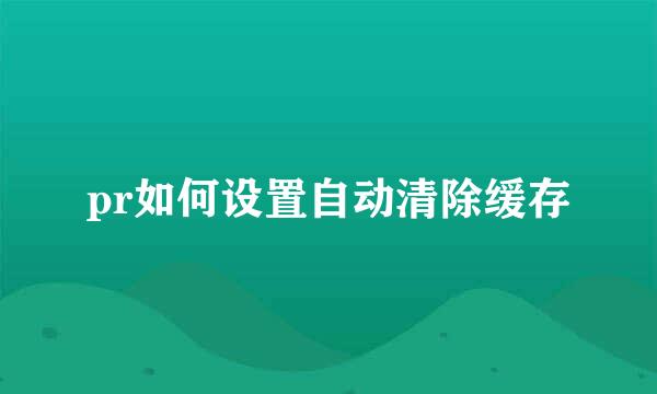 pr如何设置自动清除缓存