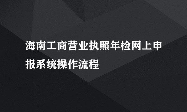 海南工商营业执照年检网上申报系统操作流程