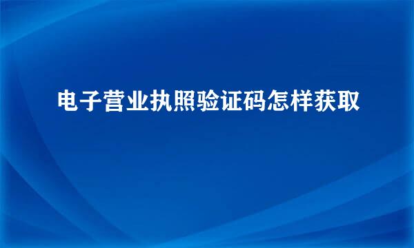 电子营业执照验证码怎样获取