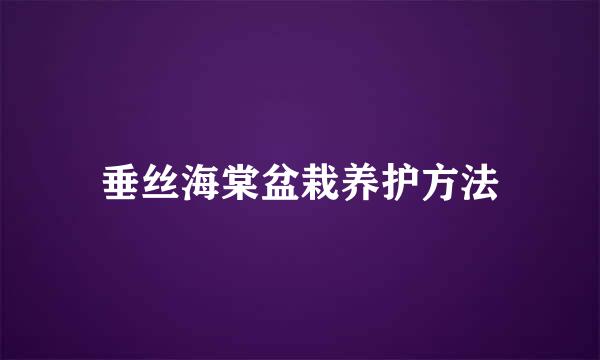 垂丝海棠盆栽养护方法