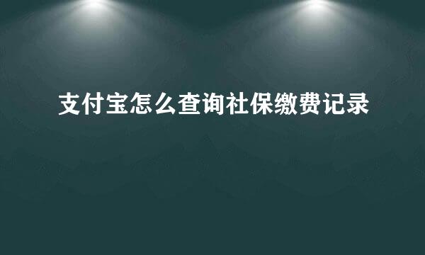 支付宝怎么查询社保缴费记录