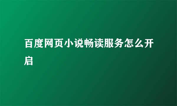 百度网页小说畅读服务怎么开启