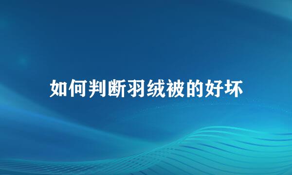 如何判断羽绒被的好坏