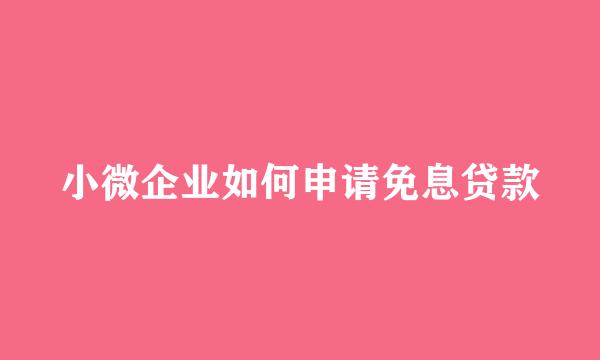 小微企业如何申请免息贷款