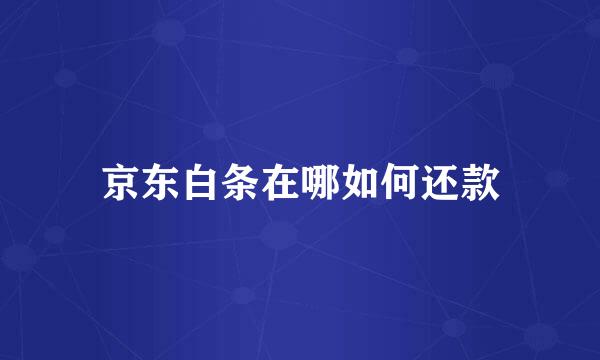 京东白条在哪如何还款