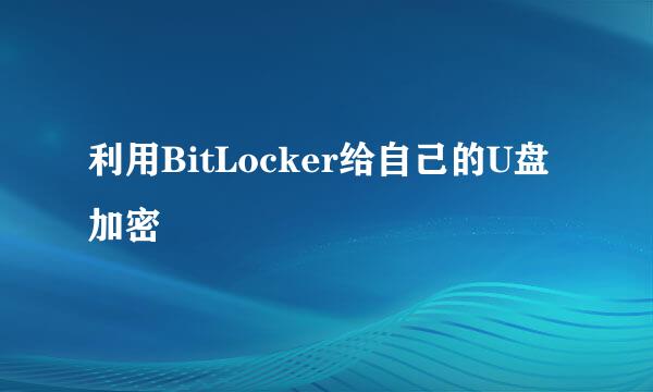 利用BitLocker给自己的U盘加密