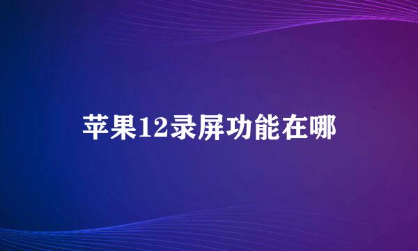 苹果12录屏功能在哪