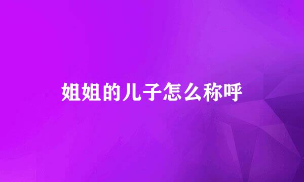 姐姐的儿子怎么称呼