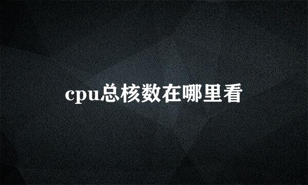 cpu总核数在哪里看