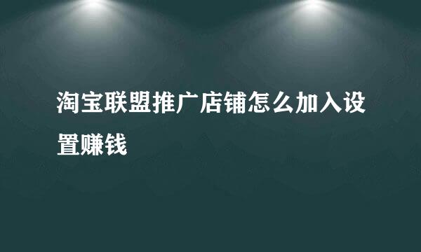 淘宝联盟推广店铺怎么加入设置赚钱