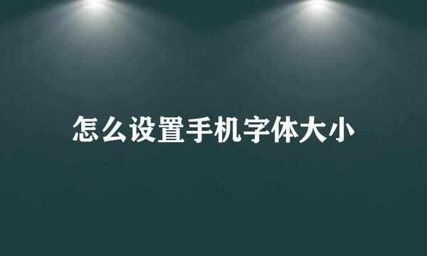 怎么设置手机字体大小