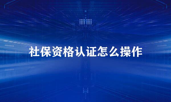 社保资格认证怎么操作