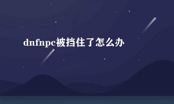 dnfnpc被挡住了怎么办