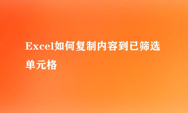 Excel如何复制内容到已筛选单元格