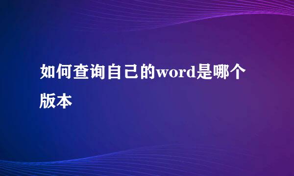 如何查询自己的word是哪个版本