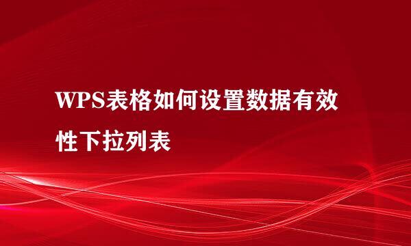 WPS表格如何设置数据有效性下拉列表