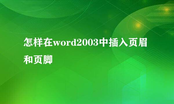 怎样在word2003中插入页眉和页脚