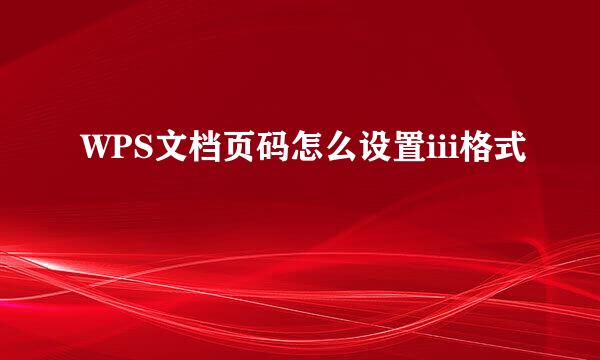 WPS文档页码怎么设置iii格式