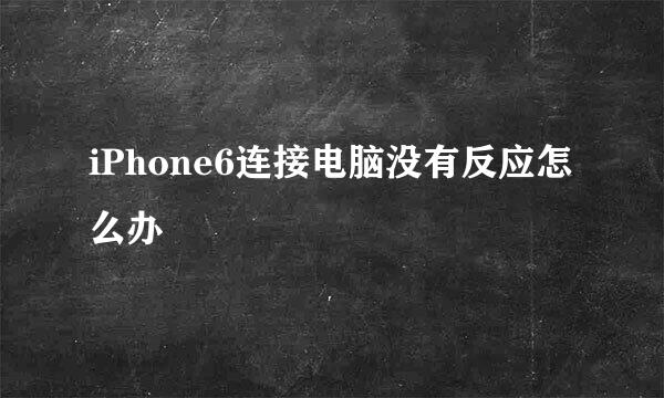 iPhone6连接电脑没有反应怎么办