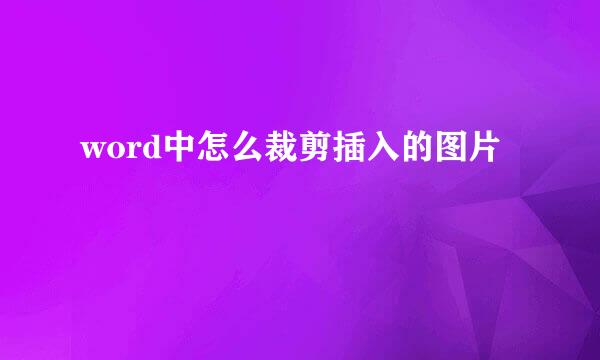 word中怎么裁剪插入的图片