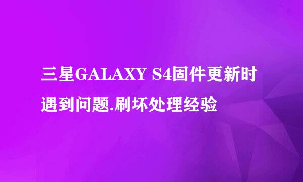 三星GALAXY S4固件更新时遇到问题.刷坏处理经验