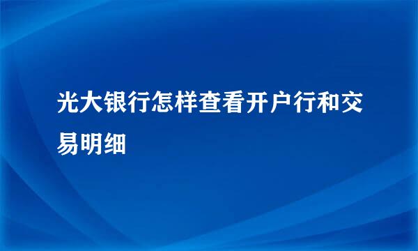 光大银行怎样查看开户行和交易明细