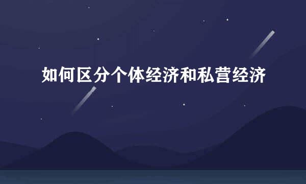 如何区分个体经济和私营经济