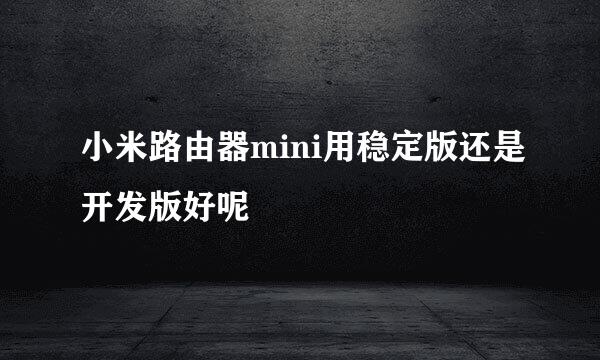 小米路由器mini用稳定版还是开发版好呢