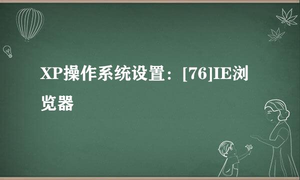 XP操作系统设置：[76]IE浏览器