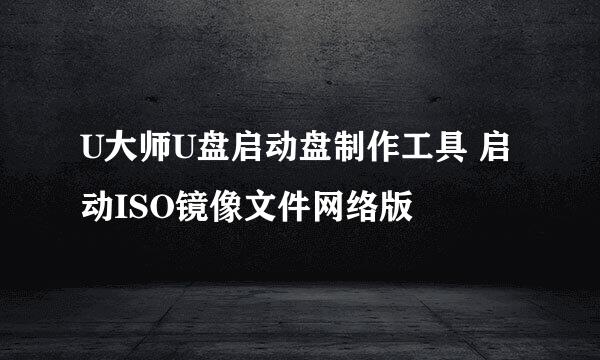 U大师U盘启动盘制作工具 启动ISO镜像文件网络版