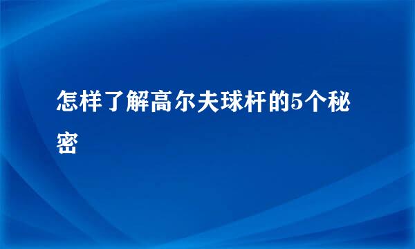 怎样了解高尔夫球杆的5个秘密