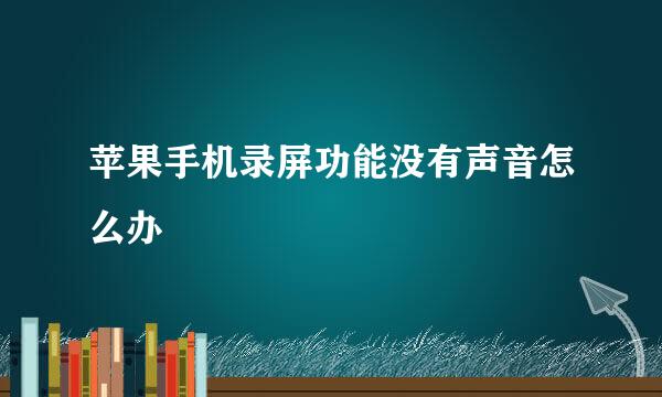 苹果手机录屏功能没有声音怎么办