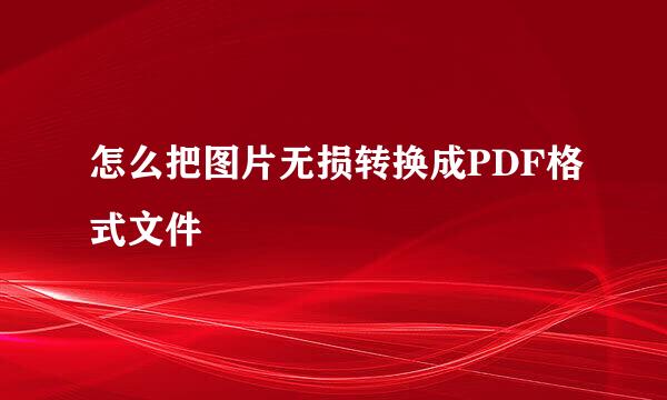 怎么把图片无损转换成PDF格式文件