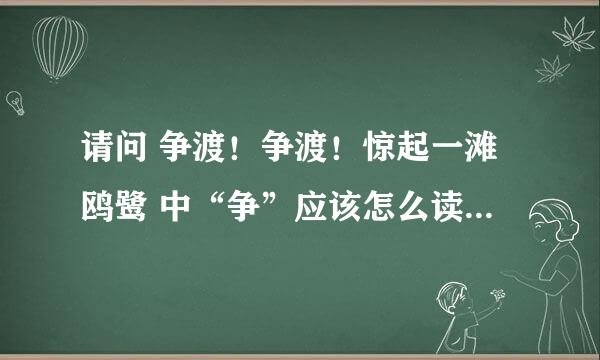 请问 争渡！争渡！惊起一滩鸥鹭 中“争”应该怎么读，是什么意思呢