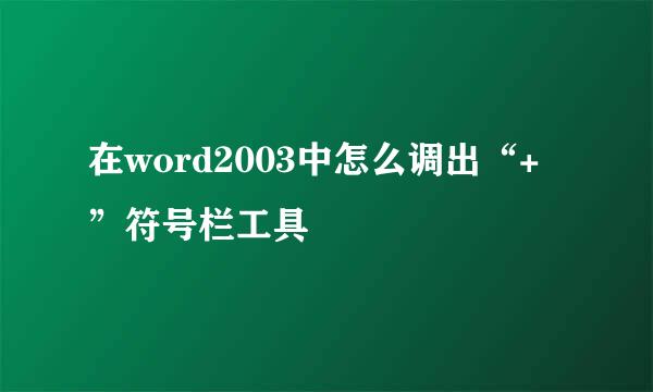 在word2003中怎么调出“+”符号栏工具