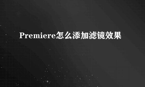 Premiere怎么添加滤镜效果