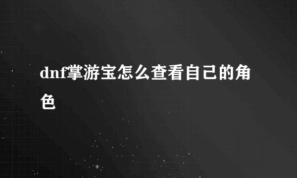 dnf掌游宝怎么查看自己的角色