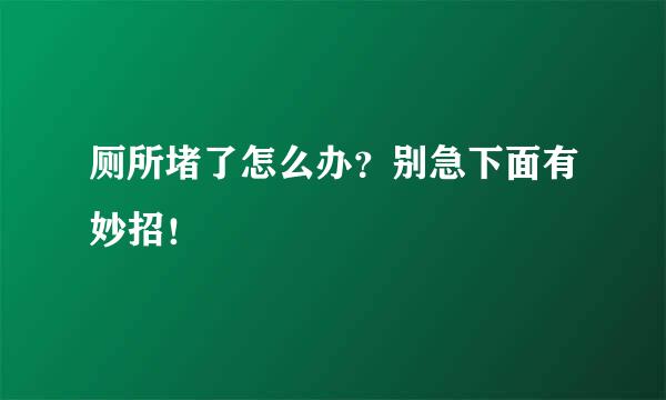 厕所堵了怎么办？别急下面有妙招！