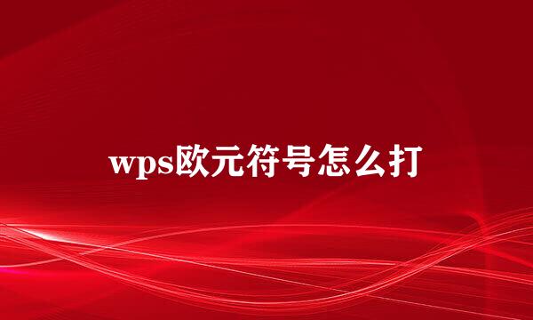 wps欧元符号怎么打