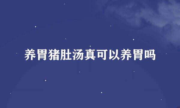 养胃猪肚汤真可以养胃吗