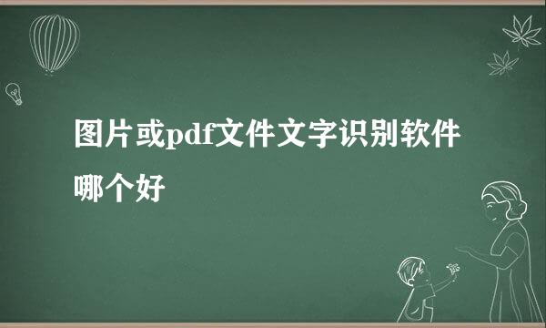 图片或pdf文件文字识别软件哪个好